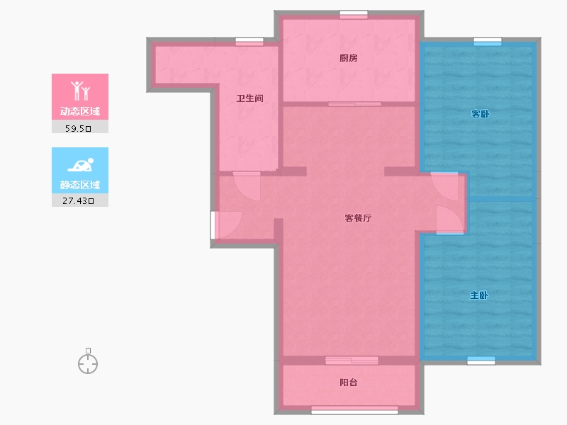 辽宁省-大连市-亿达第一郡-77.79-户型库-动静分区