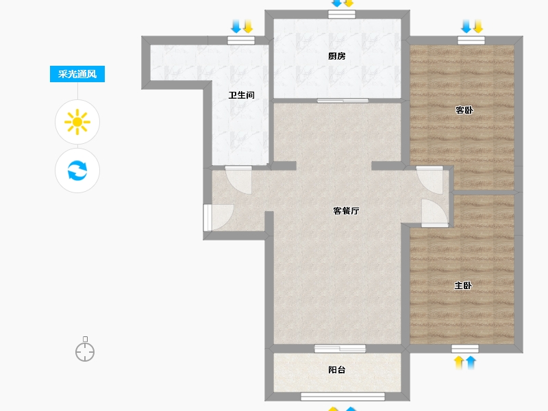 辽宁省-大连市-亿达第一郡-77.79-户型库-采光通风