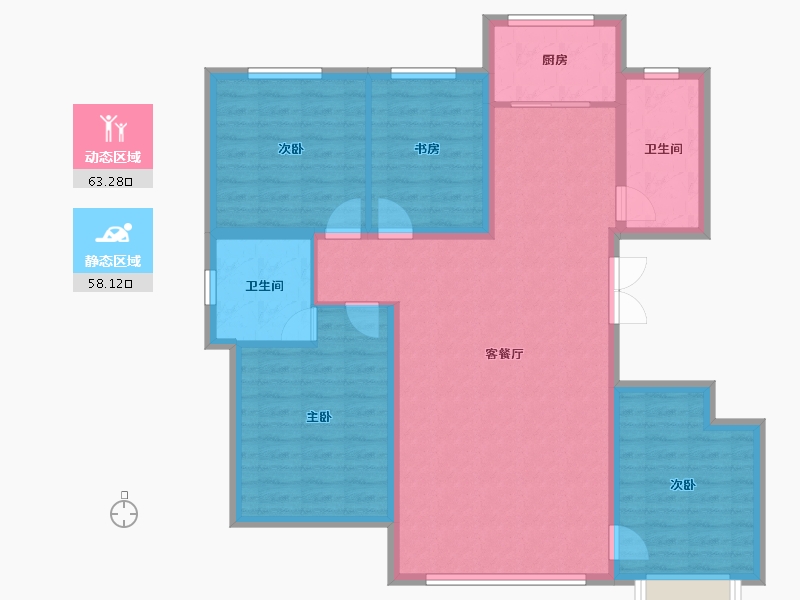 内蒙古自治区-呼和浩特市-城发绿园-109.78-户型库-动静分区