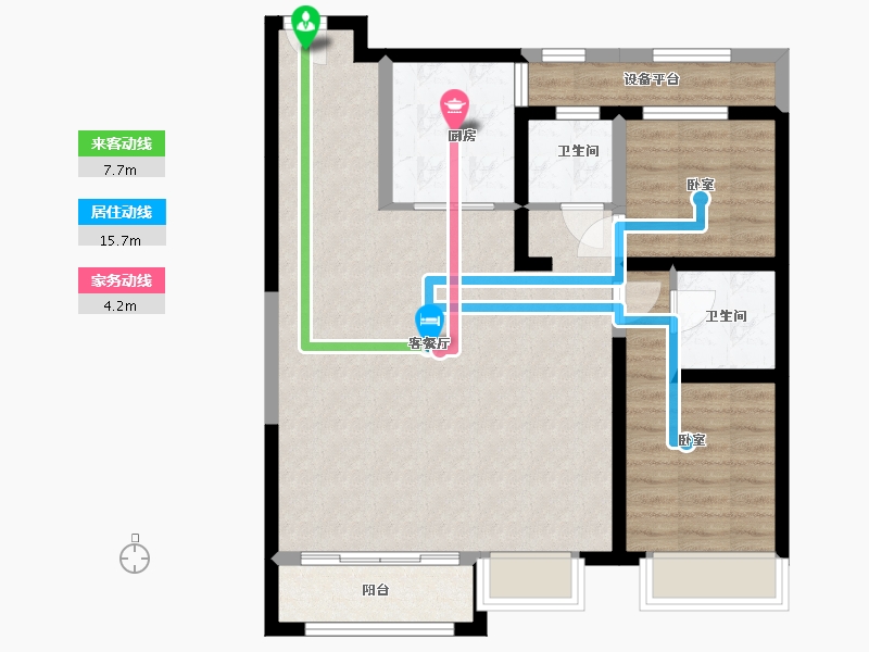 内蒙古自治区-呼和浩特市-内房投·东望-82.57-户型库-动静线