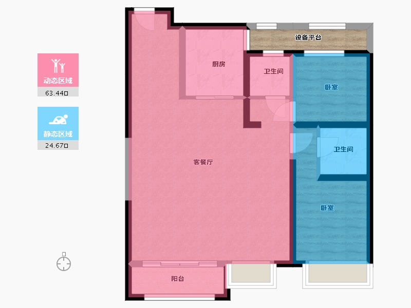 内蒙古自治区-呼和浩特市-内房投·东望-82.57-户型库-动静分区