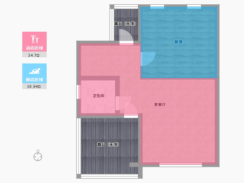 辽宁省-大连市-龙湖阳光城雲峰原著-59.07-户型库-动静分区