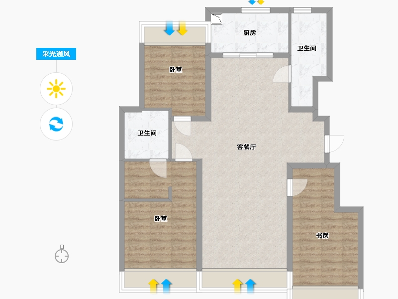 内蒙古自治区-呼和浩特市-华润置地紫云府-96.90-户型库-采光通风