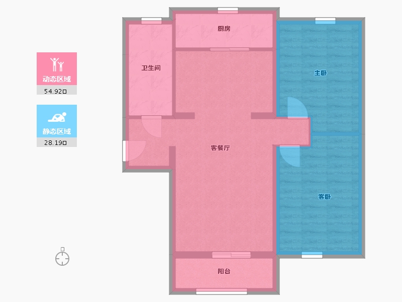 辽宁省-大连市-亿达第一郡-74.38-户型库-动静分区