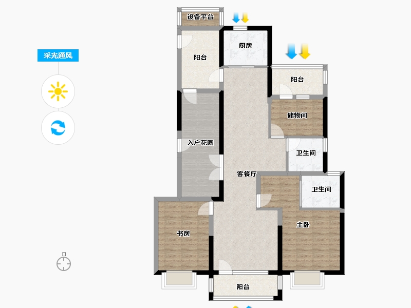 辽宁省-大连市-华润置地半山悦景Ⅱ期-117.90-户型库-采光通风