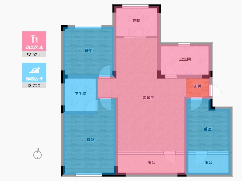 辽宁省-盘锦市-爱顿未来城-94.98-户型库-动静分区