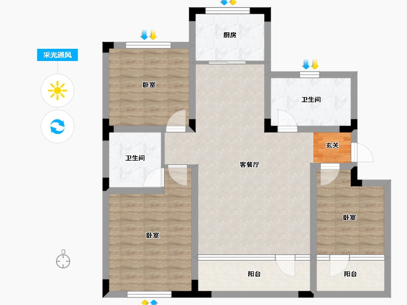 辽宁省-盘锦市-爱顿未来城-94.98-户型库-采光通风