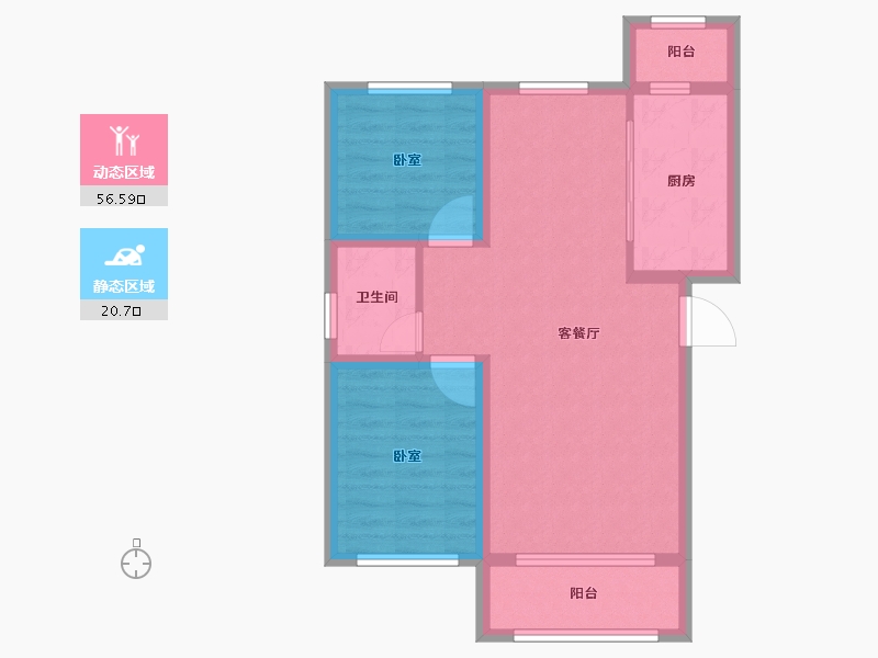 黑龙江省-大庆市-欣苑花园-69.21-户型库-动静分区