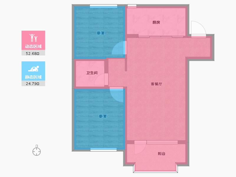 辽宁省-大连市-玉龙湾-69.28-户型库-动静分区