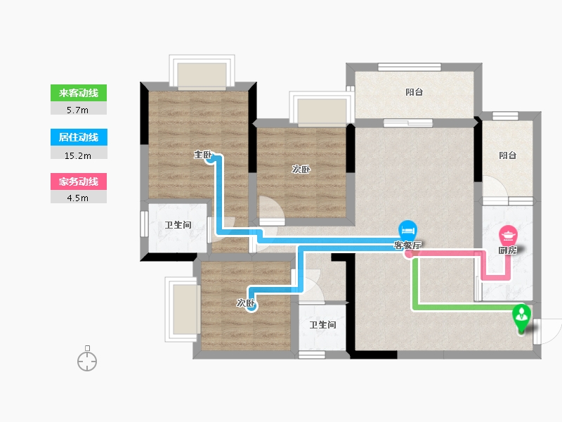 四川省-资阳市-恒信 ·御景-79.74-户型库-动静线