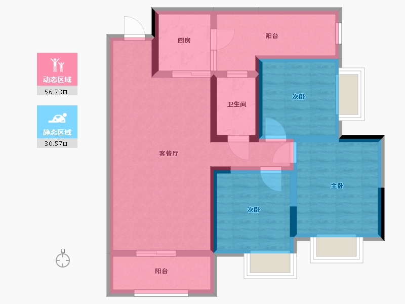 四川省-资阳市-恒信 ·御景-76.36-户型库-动静分区