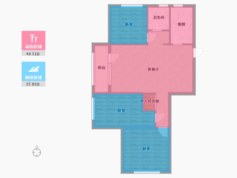 辽宁省-丹东市-滨江·凯旋门-76.00-户型库-动静分区