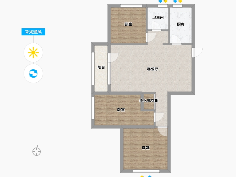 辽宁省-丹东市-滨江·凯旋门-76.00-户型库-采光通风