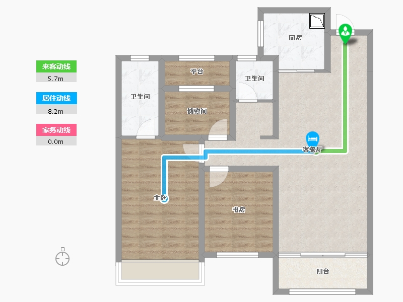 内蒙古自治区-呼和浩特市-祥生·东方樾-90.25-户型库-动静线