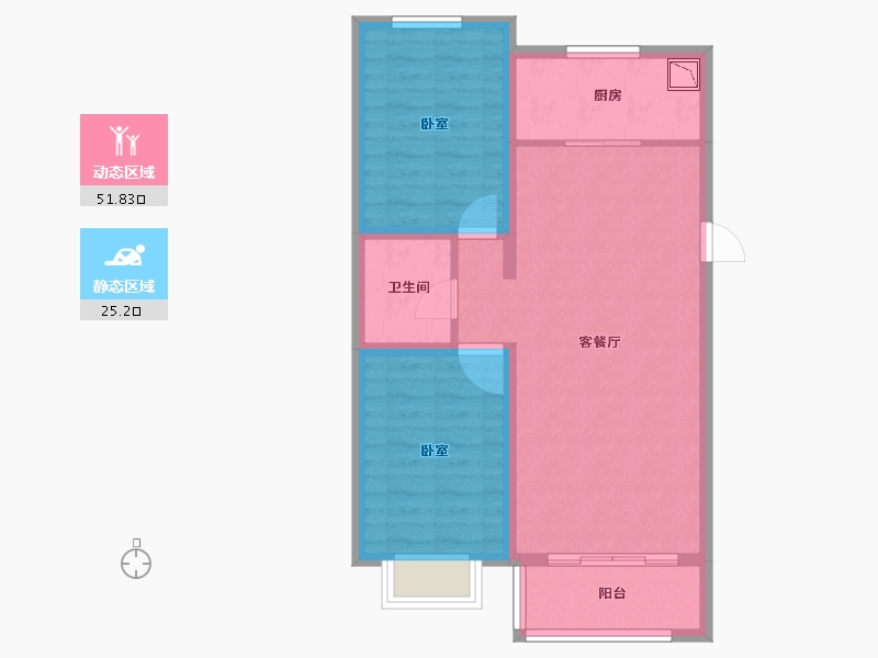 辽宁省-葫芦岛市-中央国际城-68.70-户型库-动静分区