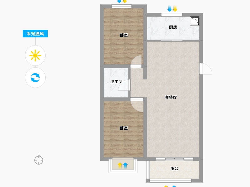 辽宁省-葫芦岛市-中央国际城-68.70-户型库-采光通风