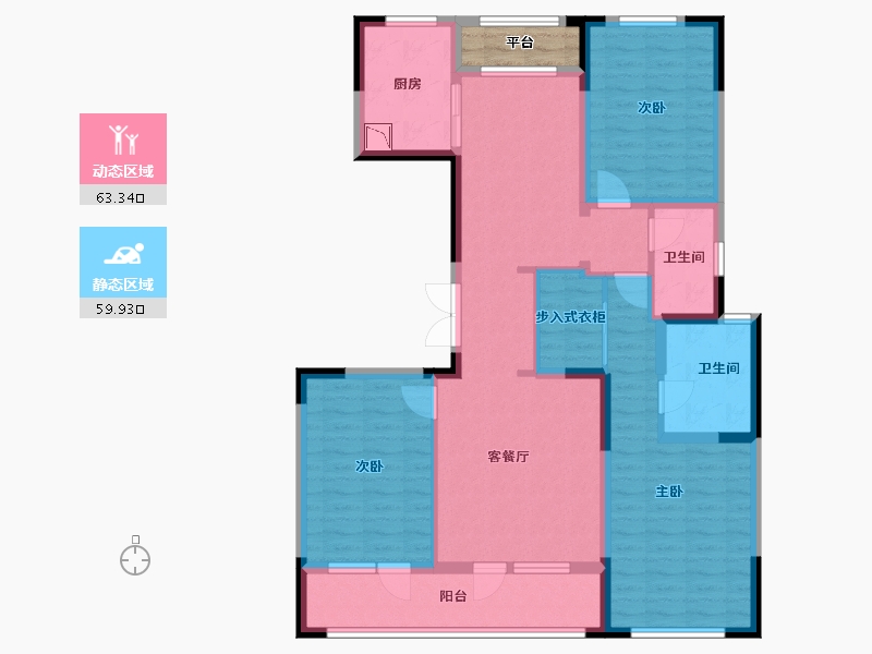 内蒙古自治区-呼和浩特市-创联绿城·玖悦府-111.96-户型库-动静分区