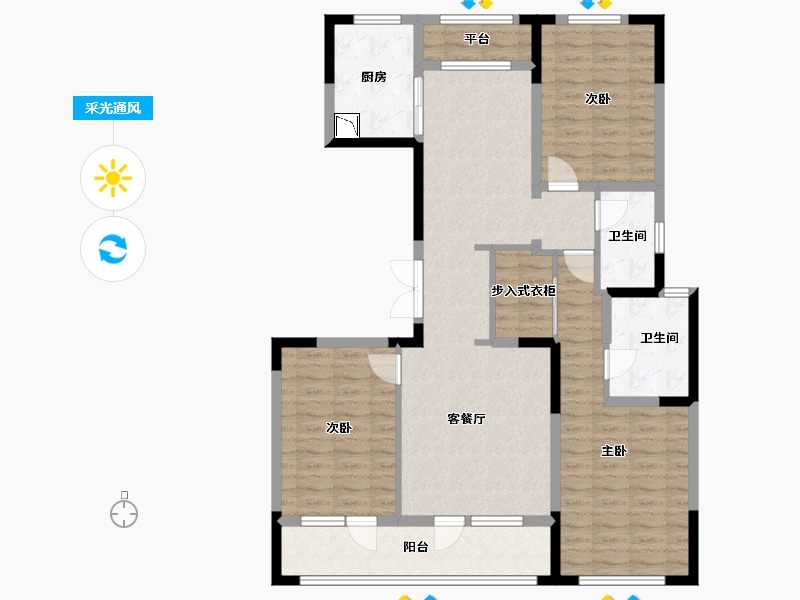 内蒙古自治区-呼和浩特市-创联绿城·玖悦府-111.96-户型库-采光通风