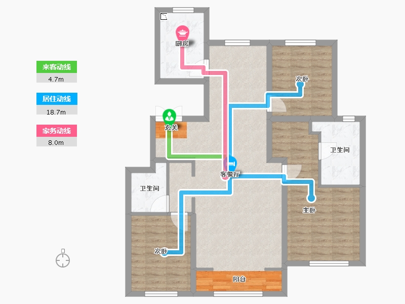 河北省-唐山市-南湖中央广场-95.63-户型库-动静线