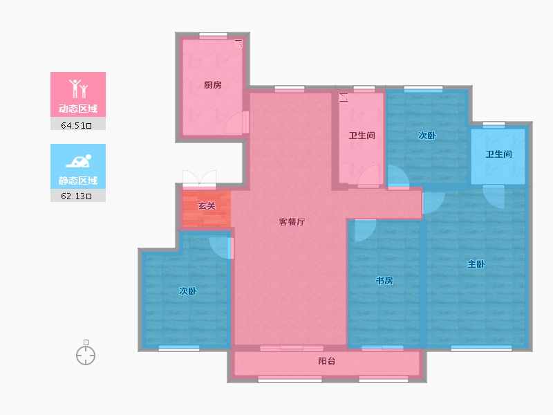 河北省-唐山市-南湖中央广场-113.72-户型库-动静分区