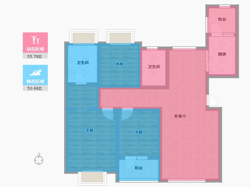 辽宁省-大连市-恒瑞大湖山语-93.06-户型库-动静分区