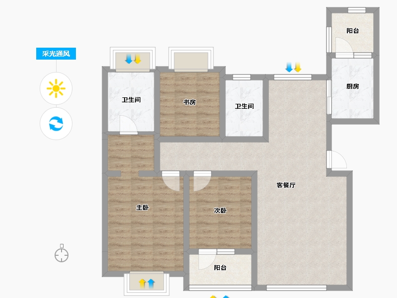 辽宁省-大连市-恒瑞大湖山语-93.06-户型库-采光通风