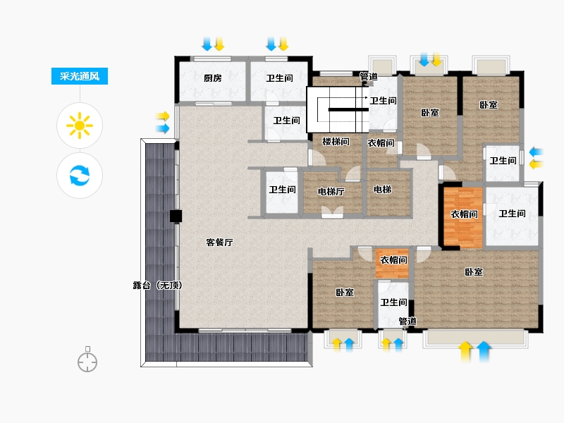 云南省-昆明市-融创九雲府-270.70-户型库-采光通风