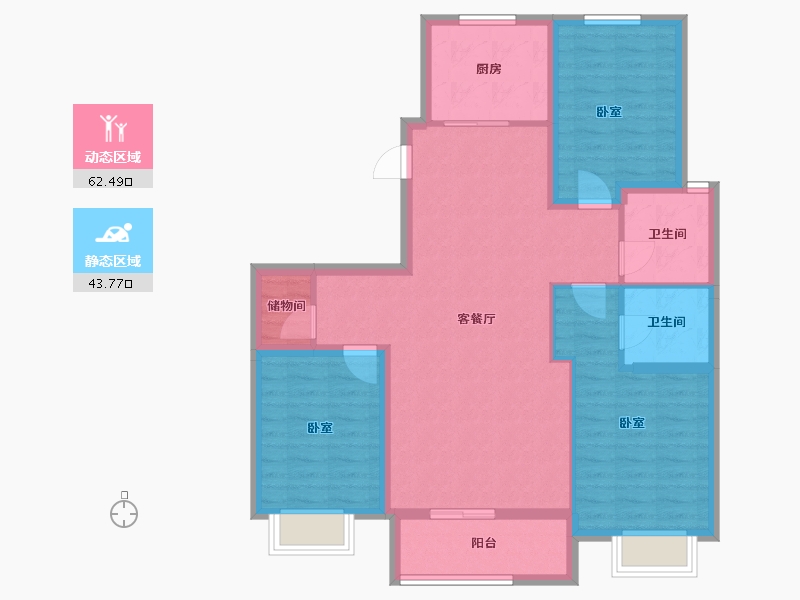 河北省-邢台市-瀚业紫御澜湾-95.22-户型库-动静分区