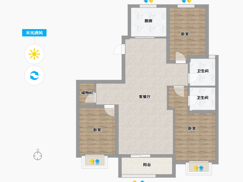 河北省-邢台市-瀚业紫御澜湾-95.22-户型库-采光通风