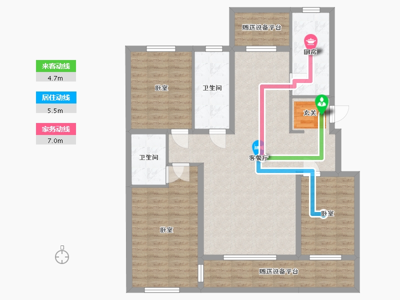 辽宁省-营口市-林昌·第五郡-105.68-户型库-动静线