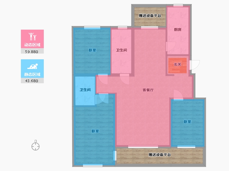 辽宁省-营口市-林昌·第五郡-105.68-户型库-动静分区