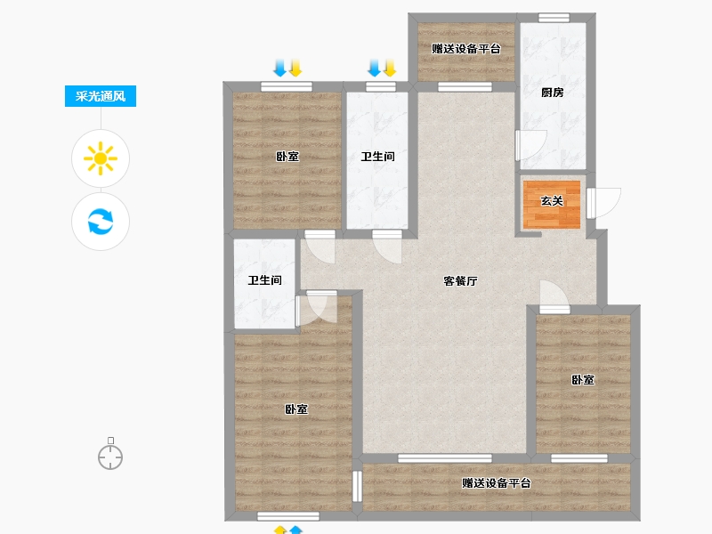 辽宁省-营口市-林昌·第五郡-105.68-户型库-采光通风