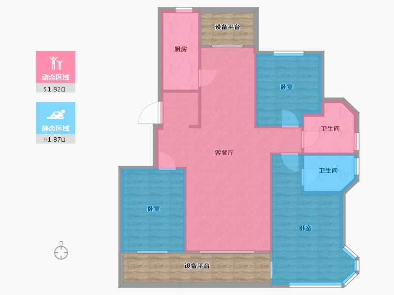 辽宁省-营口市-林昌·第五郡-98.43-户型库-动静分区