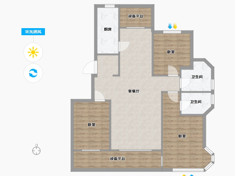 辽宁省-营口市-林昌·第五郡-98.43-户型库-采光通风