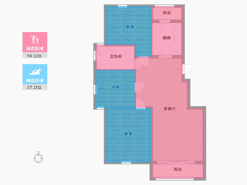 辽宁省-丹东市-永同昌翡翠公馆-83.74-户型库-动静分区