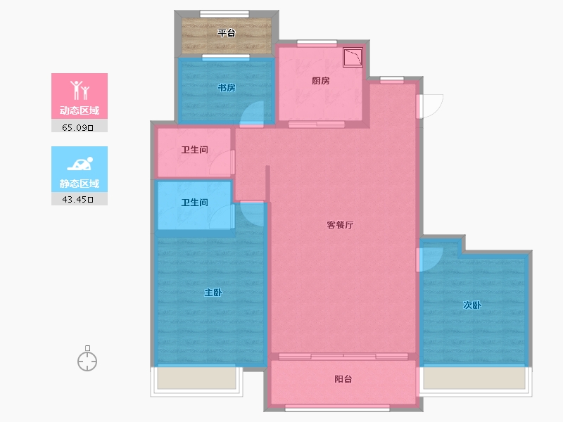 内蒙古自治区-呼和浩特市-祥生·东方樾-101.03-户型库-动静分区