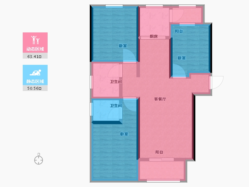 河北省-邢台市-瀚业紫御澜湾-101.26-户型库-动静分区