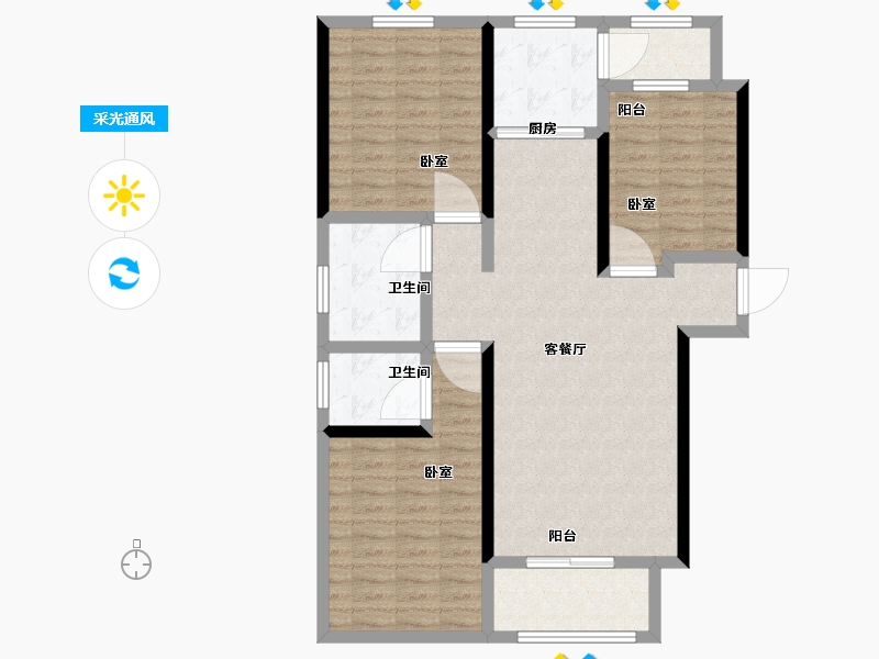 河北省-邢台市-瀚业紫御澜湾-101.26-户型库-采光通风