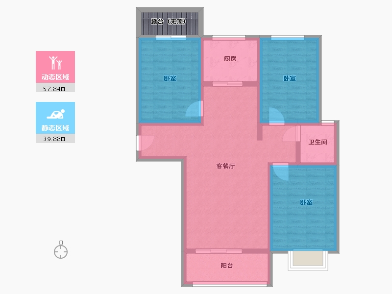 河北省-邢台市-瀚业紫御澜湾-90.62-户型库-动静分区