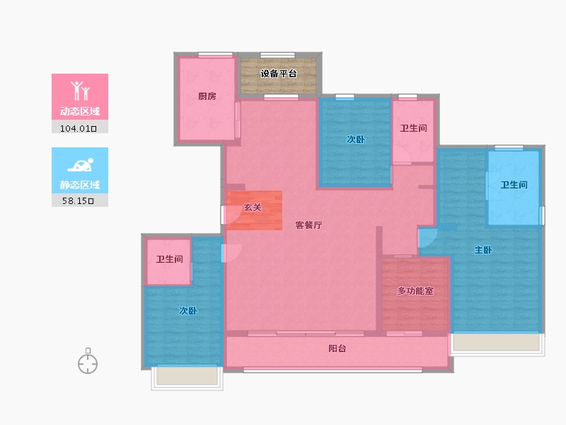 河北省-廊坊市-蓝城雲庐-151.40-户型库-动静分区