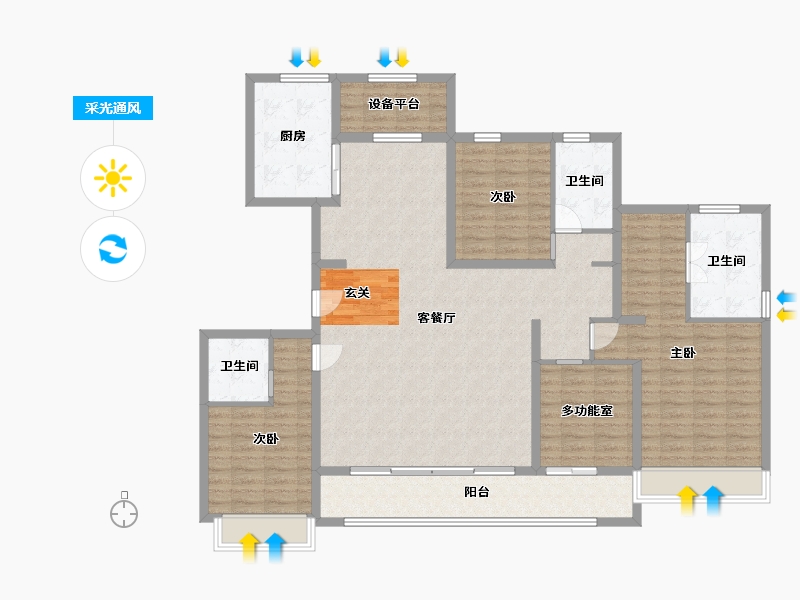 河北省-廊坊市-蓝城雲庐-151.40-户型库-采光通风