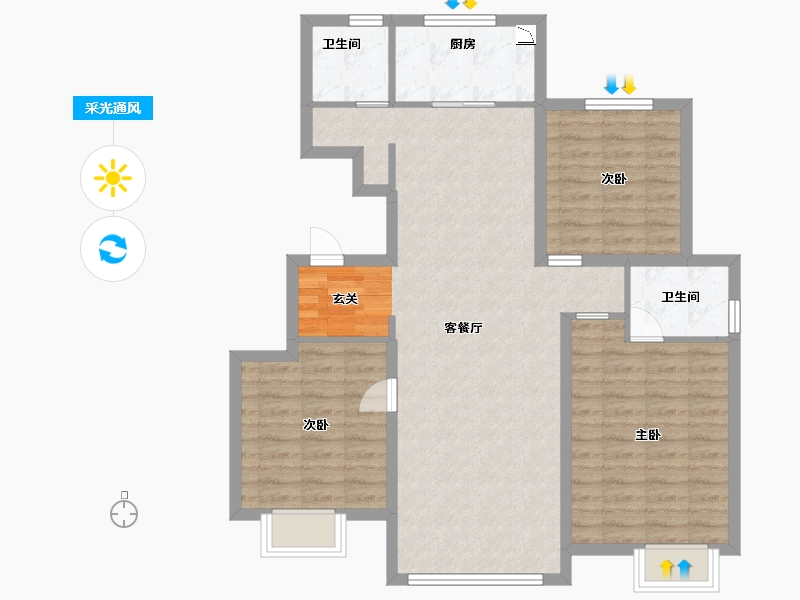 河北省-廊坊市-海玥名邸-94.40-户型库-采光通风