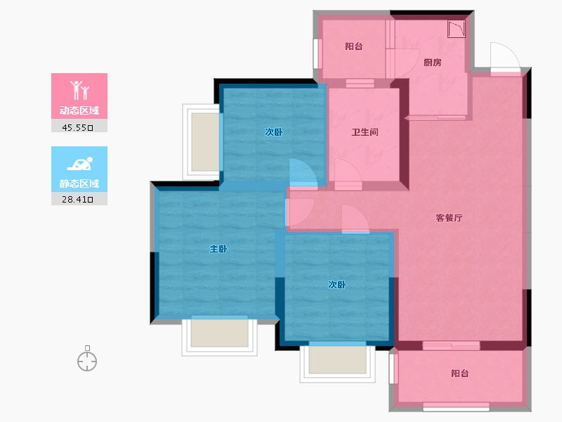 四川省-成都市-天府国际凤凰城-64.68-户型库-动静分区