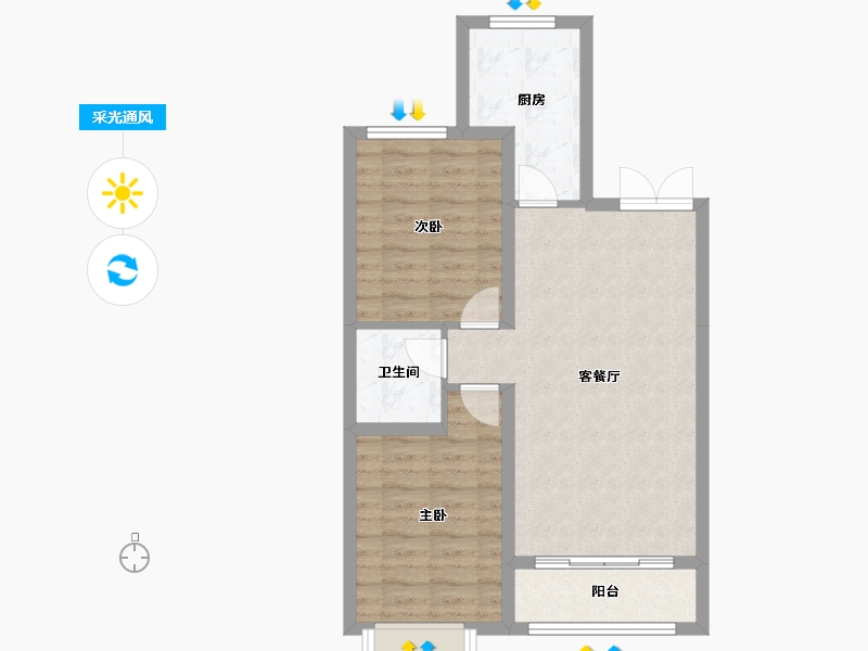 内蒙古自治区-呼和浩特市-城发绿园-65.78-户型库-采光通风