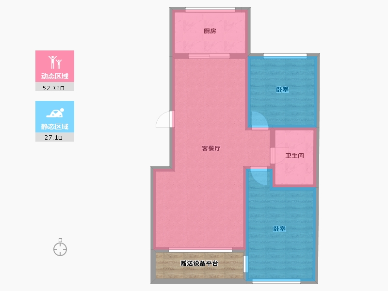 辽宁省-营口市-林昌·第五郡-76.37-户型库-动静分区