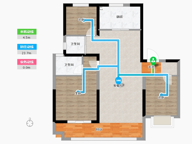 河北省-唐山市-碧桂园玖中堂-90.20-户型库-动静线