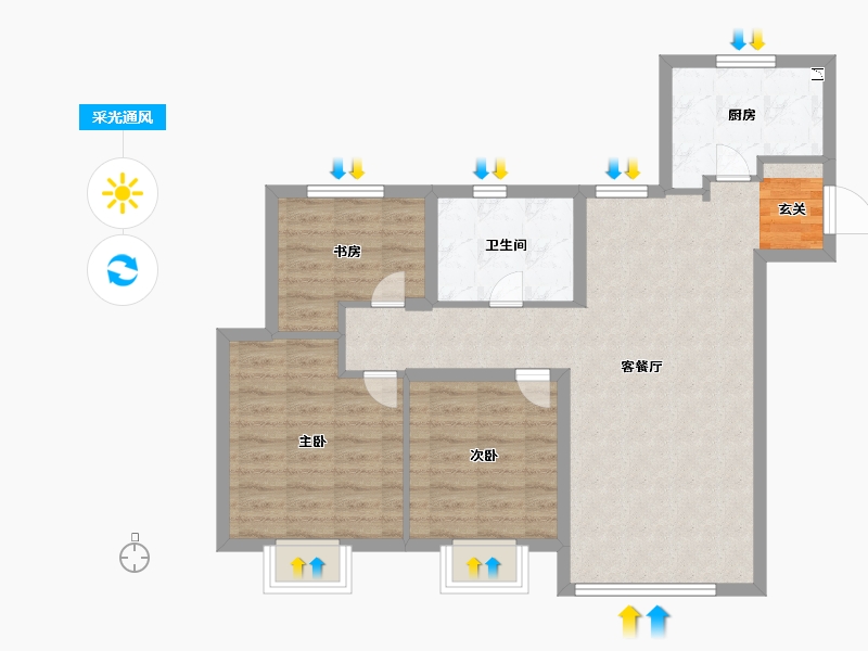 河北省-唐山市-海玥名邸-78.40-户型库-采光通风