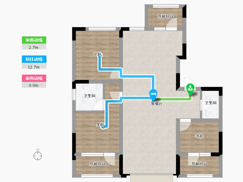 吉林省-四平市-富腾御湖壹号院-87.35-户型库-动静线