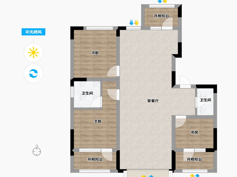 吉林省-四平市-富腾御湖壹号院-87.35-户型库-采光通风