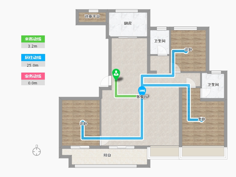 河北省-廊坊市-蓝城雲庐-104.46-户型库-动静线